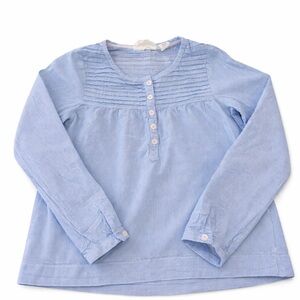 H&M Light Blue Long-Sleeve Pintuck Henley Top
